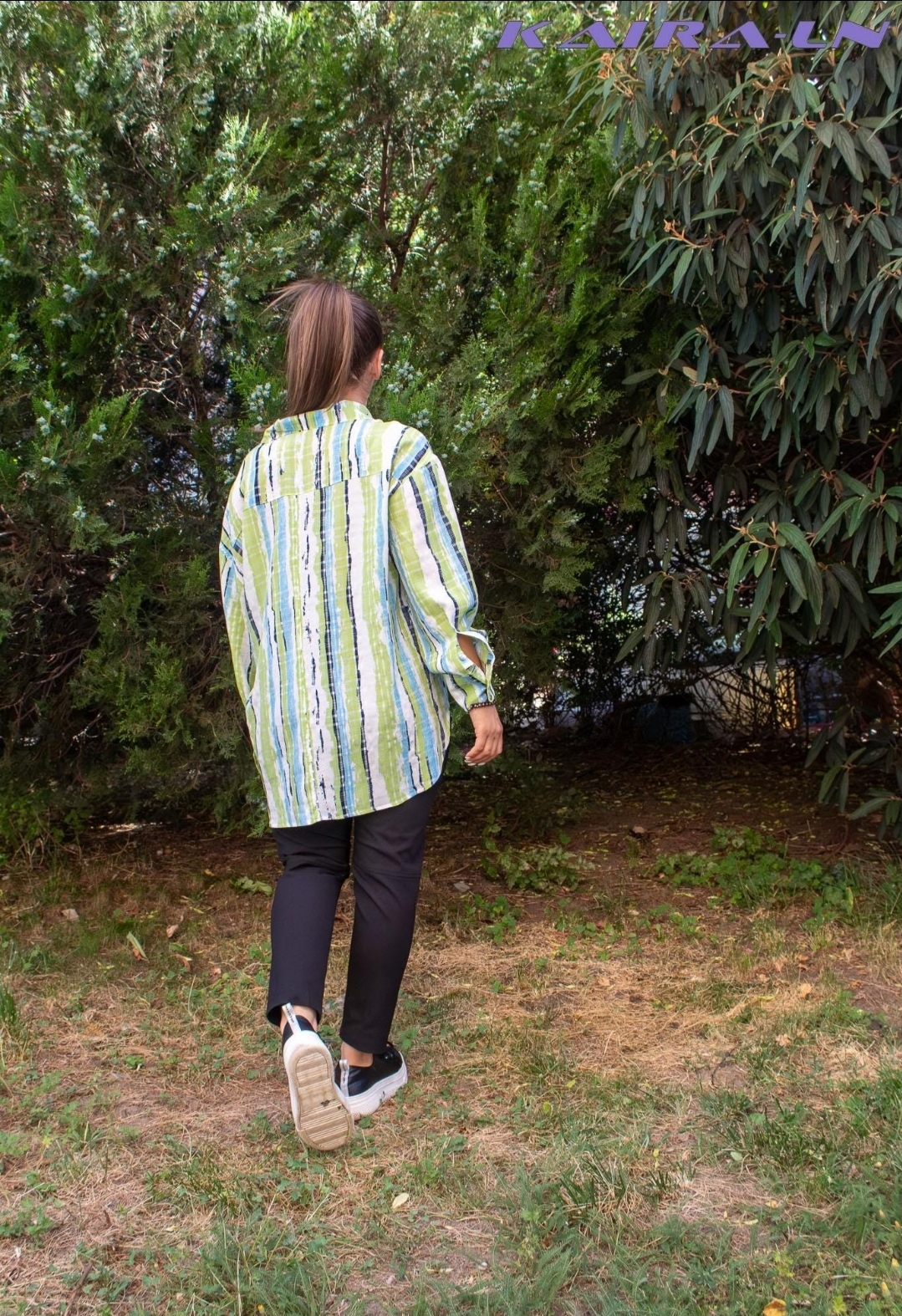 Широка ленена туника тип риза: Дизайнерски дамски топ в големи размери